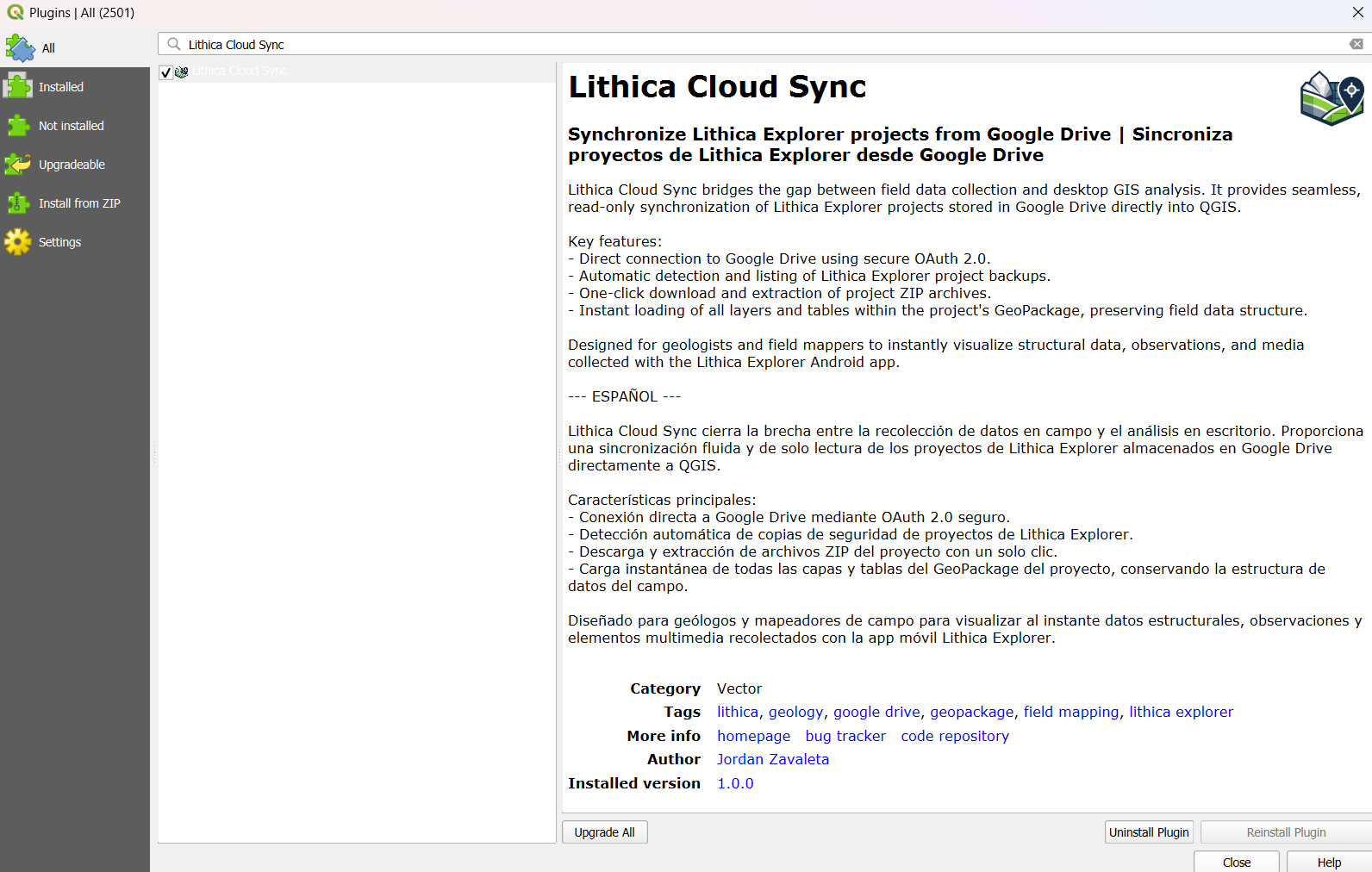 Search for and install Lithica Cloud Sync