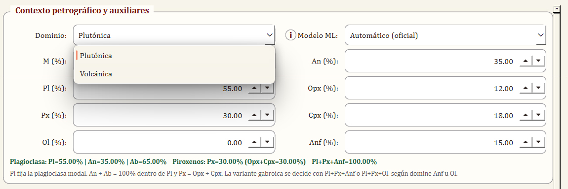 QAPF diagram showing modal and CIPW positions with distance line